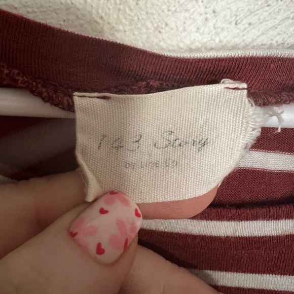 143 STORY Classic Sleeveless Striped Casual Midi Dress Maroon White Womens Sz XL - Picture 3 of 4